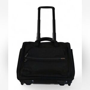 Tumi Alpha Compact 2 Wheeled Briefcase Luggage With Leather Handles